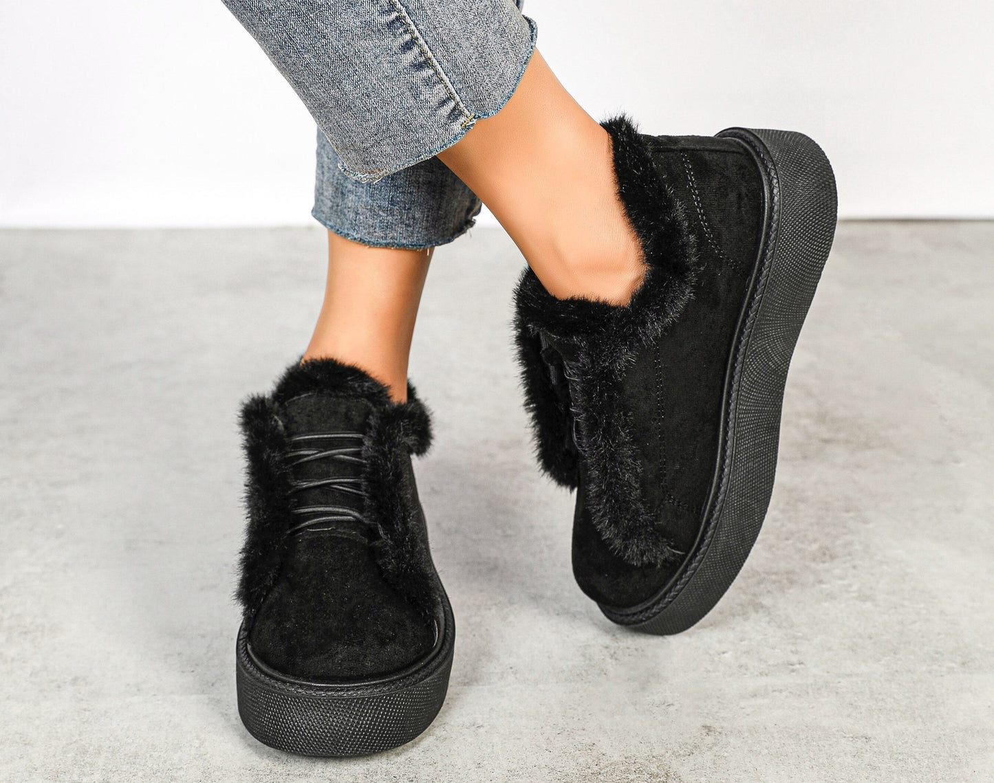 BASKETS femmes fourrées MERYL NOIRE