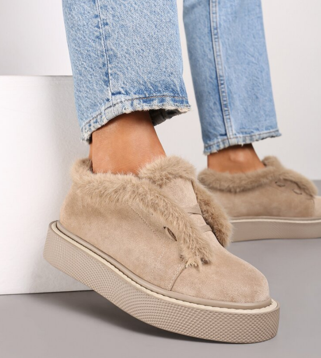 BASKETS femmes fourrées MERYL BEIGE