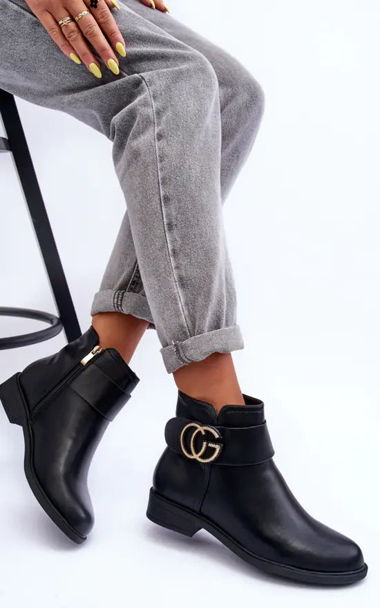 BOTTINES femmes plates MATHILDA NOIRE