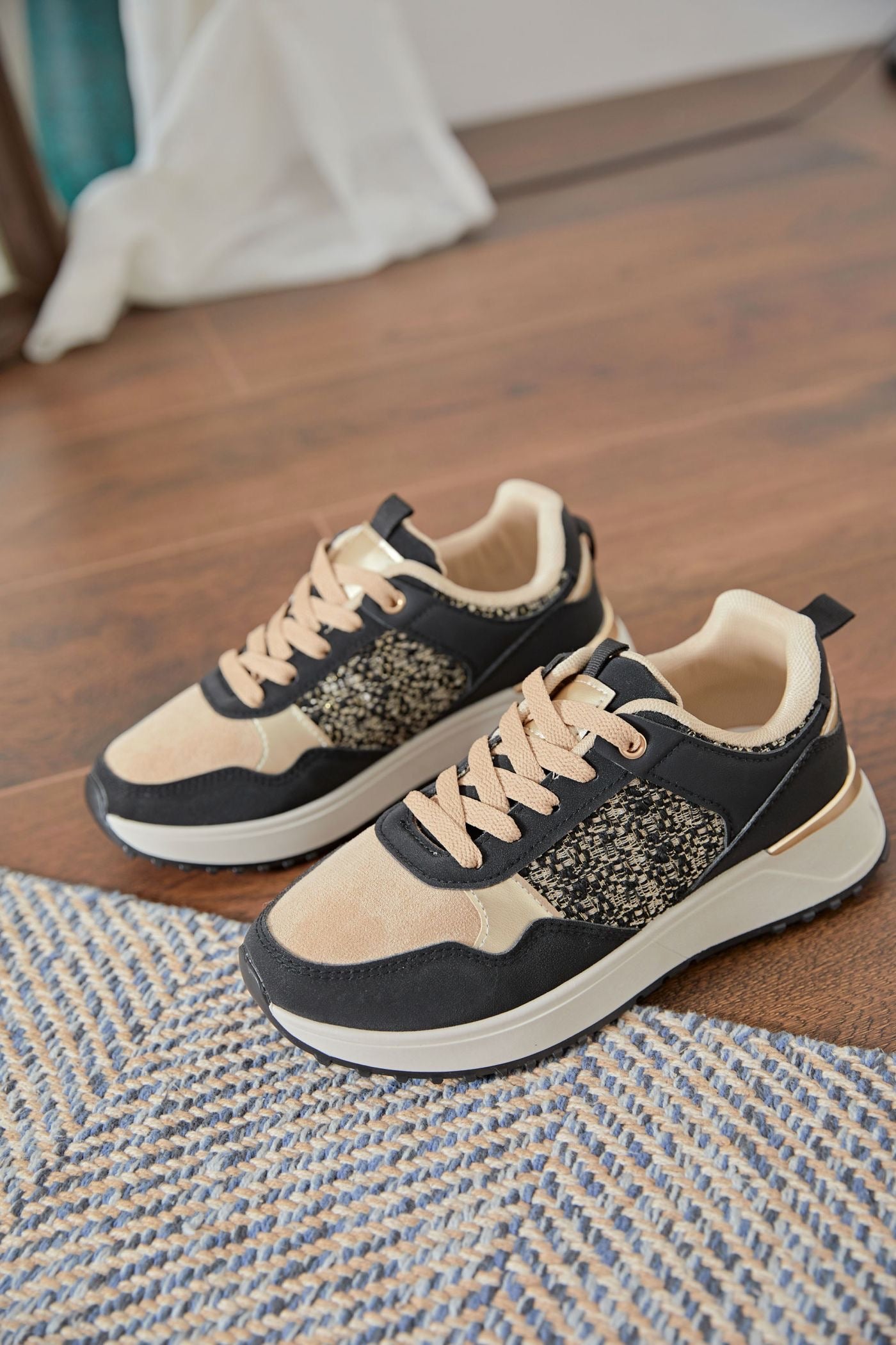 BASKETS femme bi matière VANINA NOIRE