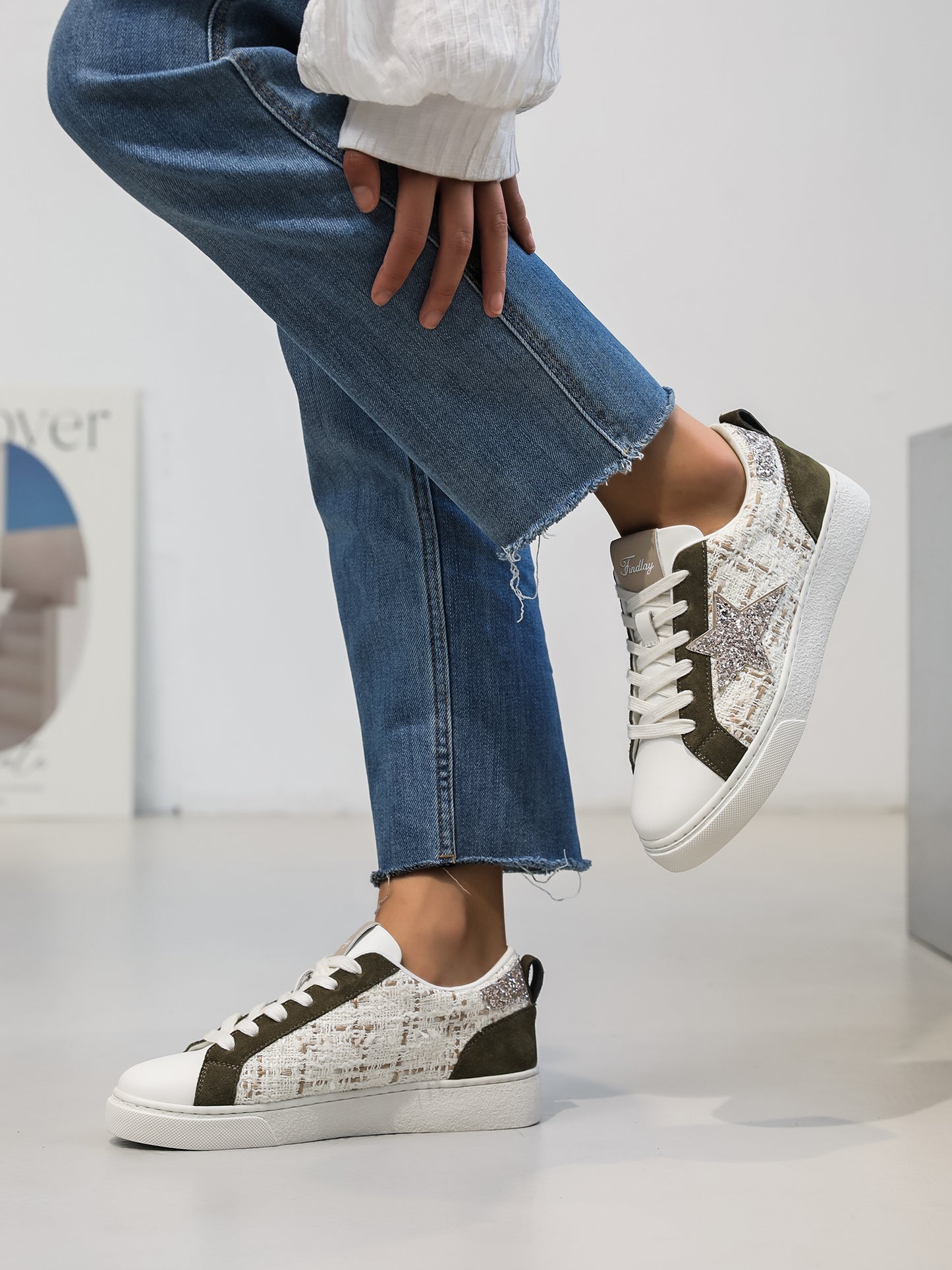 BASKETS femmes étoiles pailletées GABRIELLA KAKI