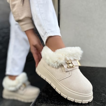 BASKETS femmes fourées NORA BEIGE