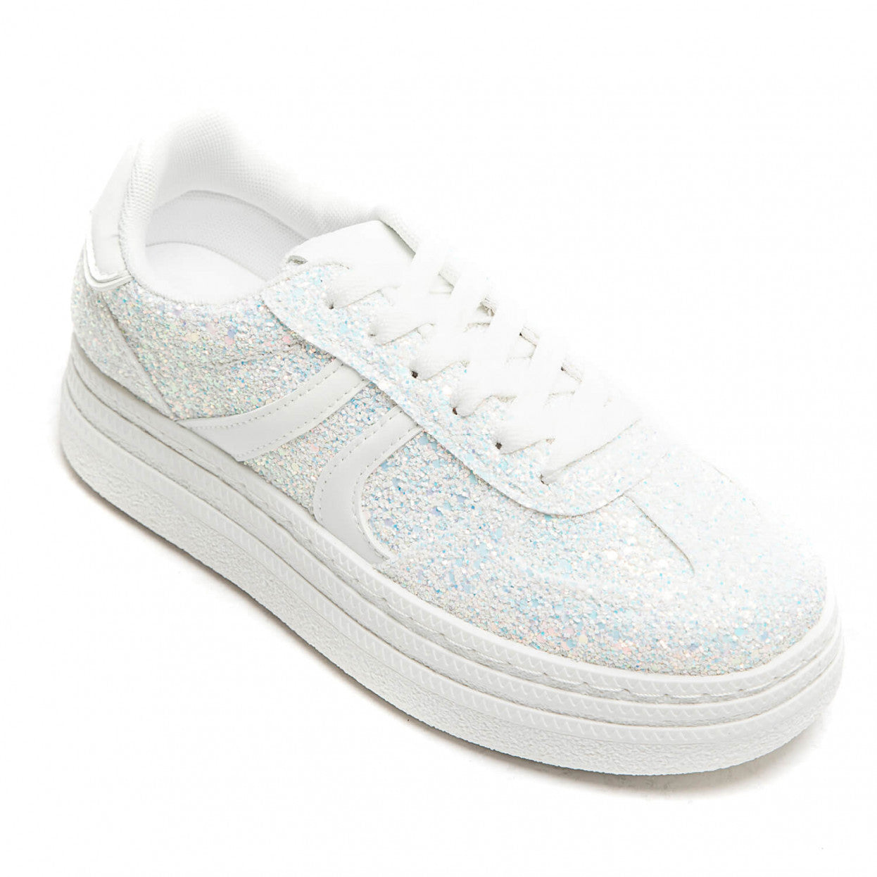 BASKETS plates paillettes femmes OLYMPE WHITE