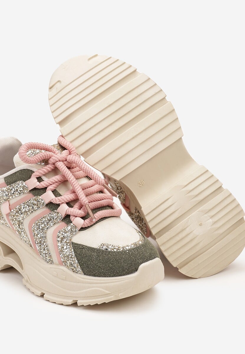 BASKETS femmes paillettes KIARA KAKI