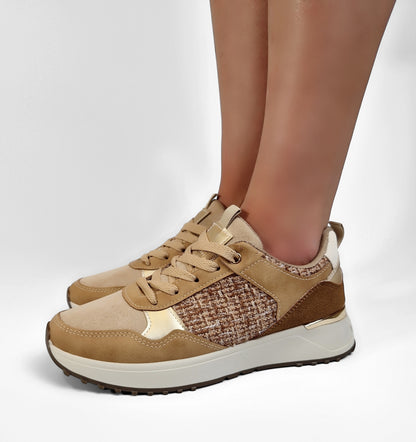 BASKETS femmes bi matière VANINA TAUPE