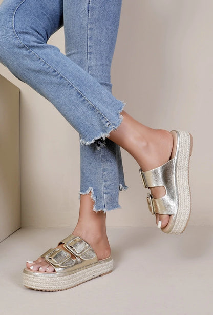 MULES compensées femme AXELLE GOLD