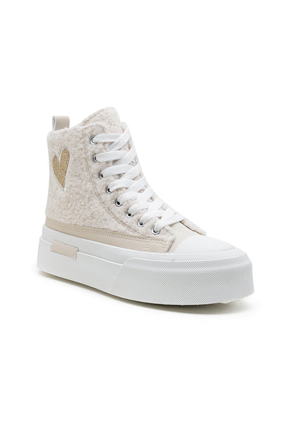BASKETS montantes moumoute LESLIE BEIGE