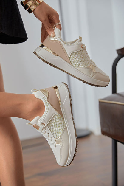 BASKETS femmes bi matière VANINA BEIGE
