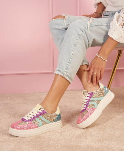 BASKETS plates paillettes femmes OLYMPE MULTICOLORE