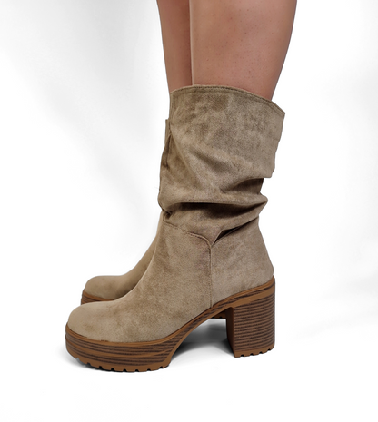 BOTTINES femmes à talon et plateforme FAUSTINE KAKI