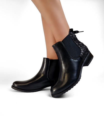 BOTTINES femmes plates pailletées LILIE NOIRE
