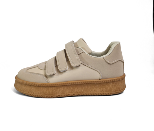 BASKETS femmes scratchs LINDA BEIGE
