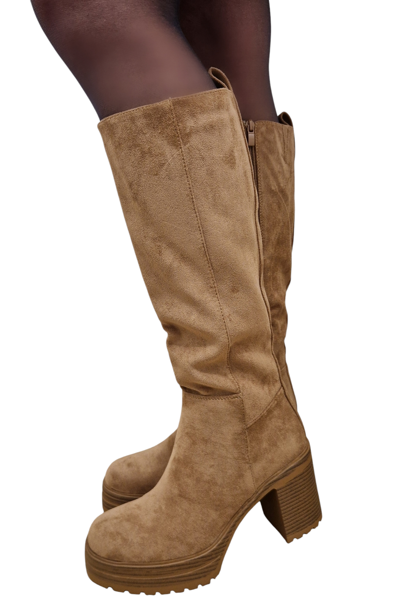 BOTTES femmes à talons et plateformes VIVI CAMEL