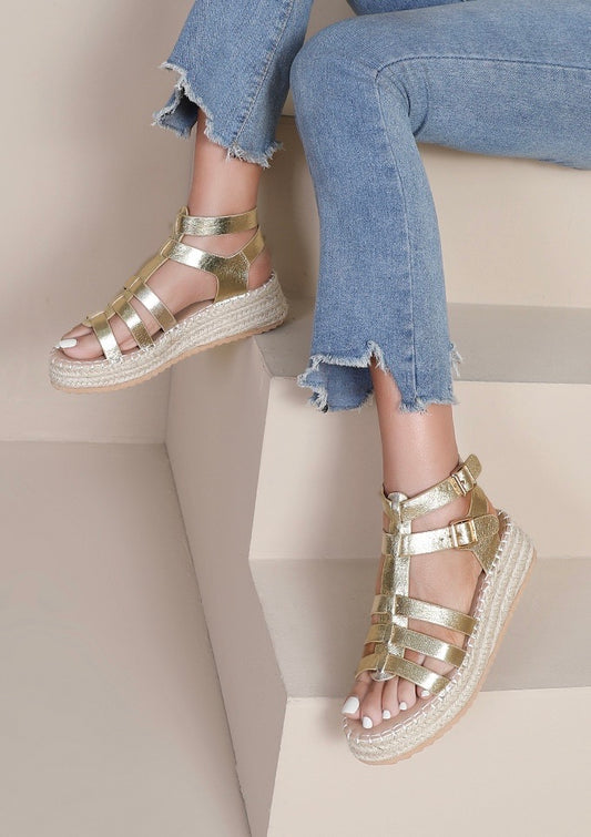Sandale Gladiatrice Dorée – Plateforme femme