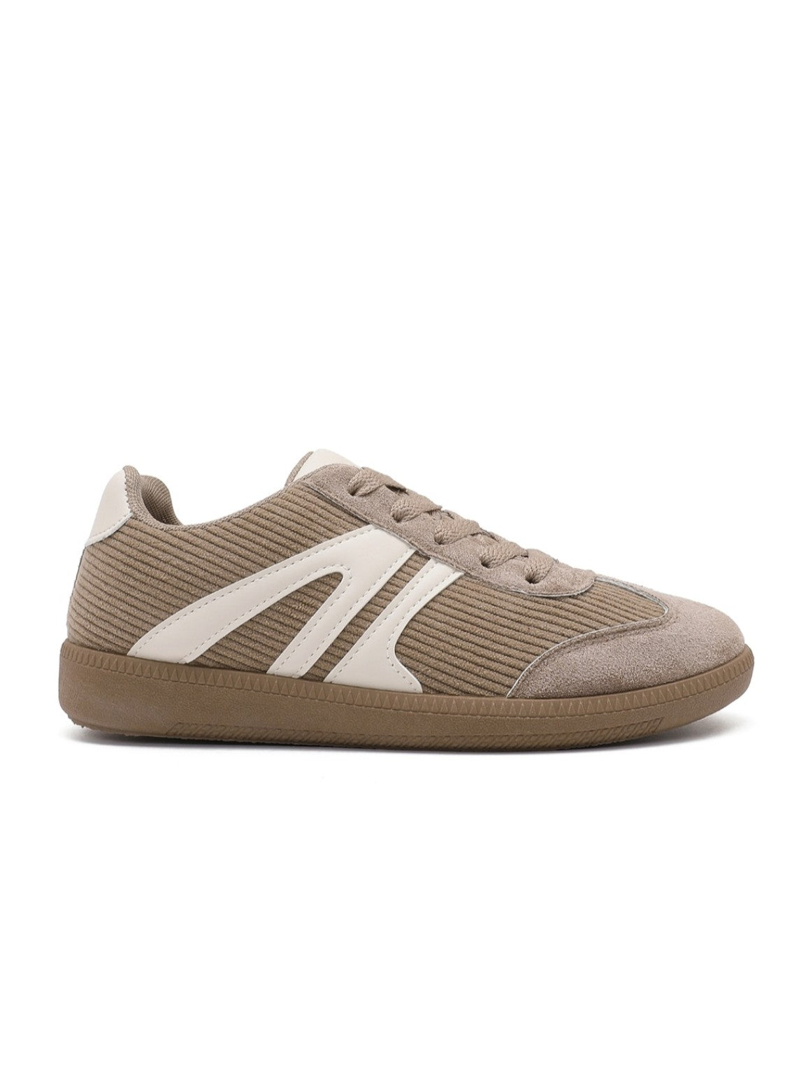 Baskets femme beige taupe - vue de profil
