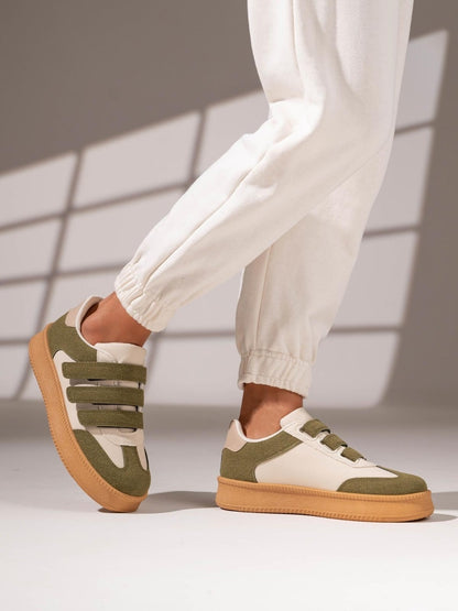 BASKETS femme scratchs LINDA KAKI