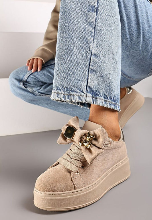 BASKETS femmes avec nœud VAINA TAUPE