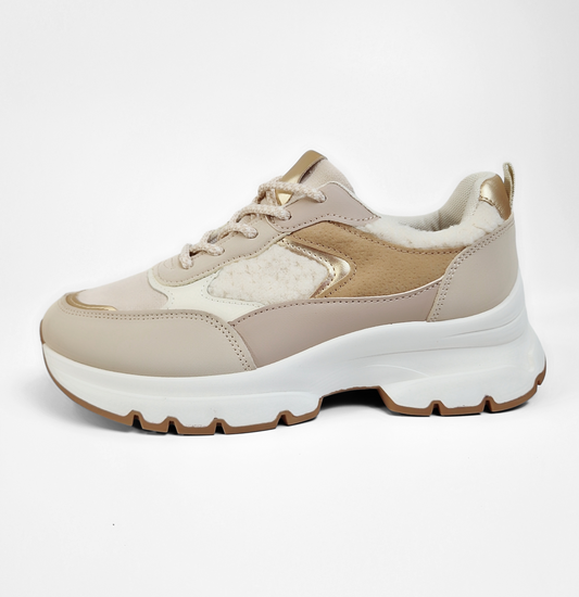 BASKETS femmes moumoutes boucles CECILE BEIGE