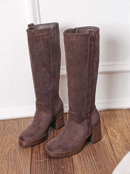 Bottes femme marron choco à talon - vue produit BellaChaussures