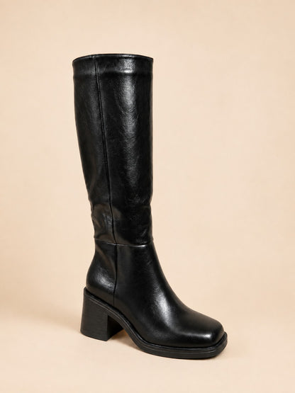 Bottes femme noires à talon - vue extérieure Bella Chaussures