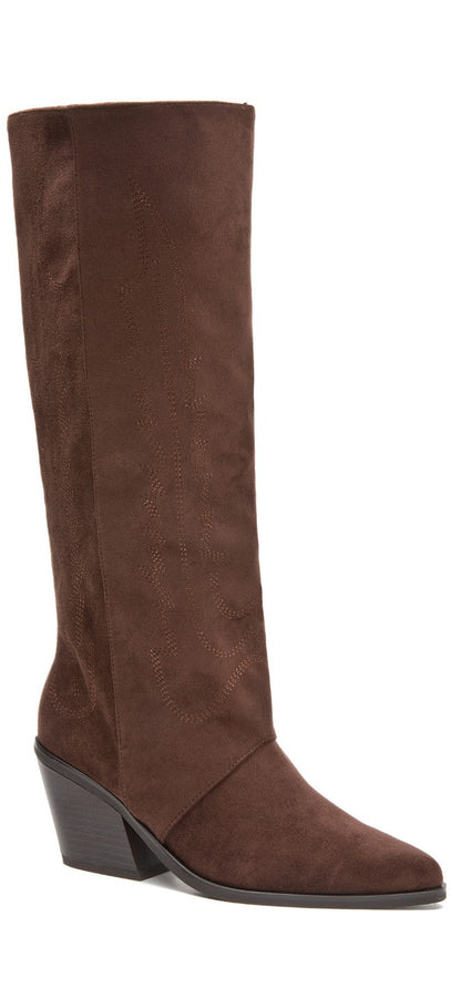 Bottes santiags femme en suédine marron