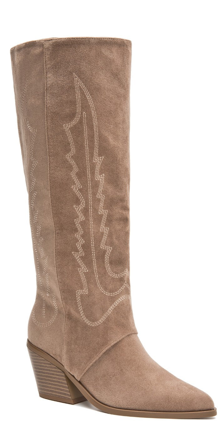 Bottes santiags femme en suédine taupe