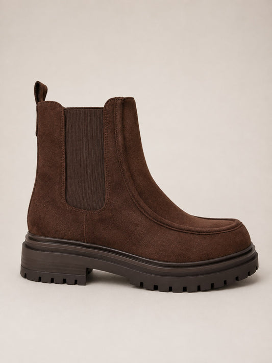 Bottines femme marron choco semelle crantée - vue profil