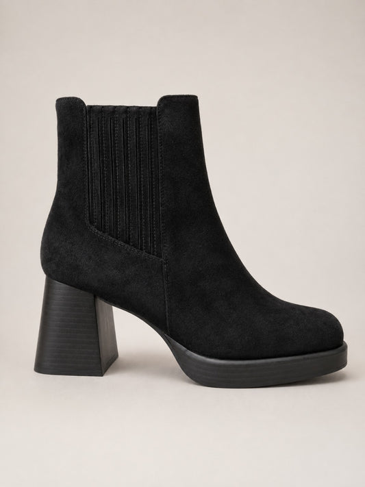 Bottines femme noires à talon et élastique latéral - vue profil