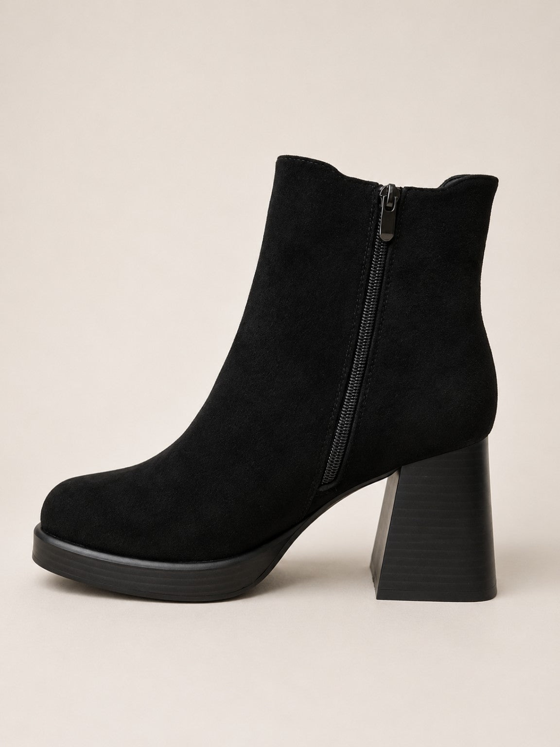 Bottines femme noires à talon avec fermeture zippée - vue intérieure