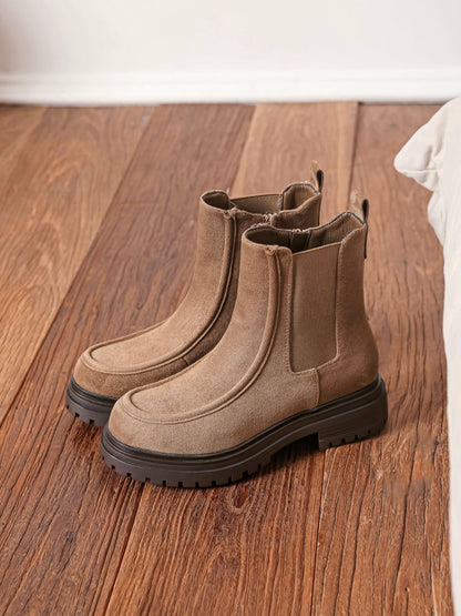Bottines femme taupe à semelle crantée