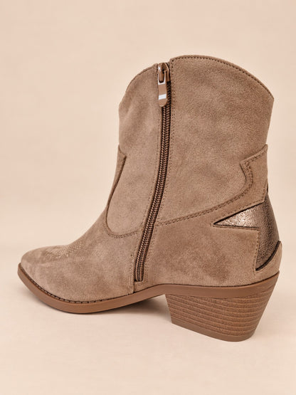 Bottines santiags femme beige taupe avec fermeture zippée - vue intérieure