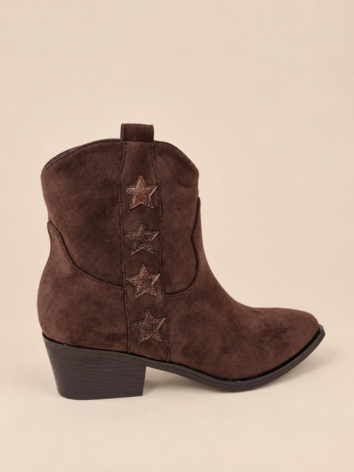 Bottines santiags marron femme avec étoiles - vue côté