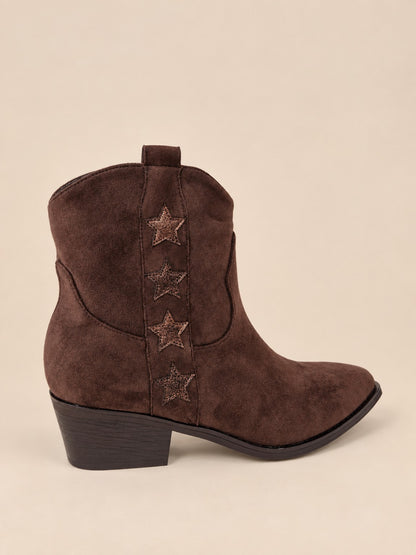 Bottines santiags marron femme avec étoiles - vue côté