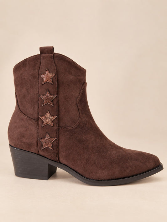 Bottines santiags marron femme avec étoiles - profil