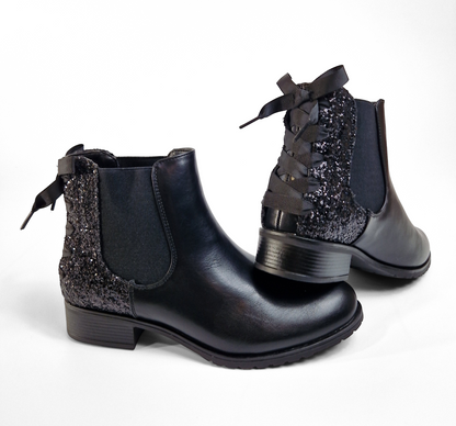 BOTTINES femmes plates pailletées LILIE NOIRE