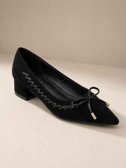 Escarpins noirs femme à petit talon avec nœud - Bella Chaussures
