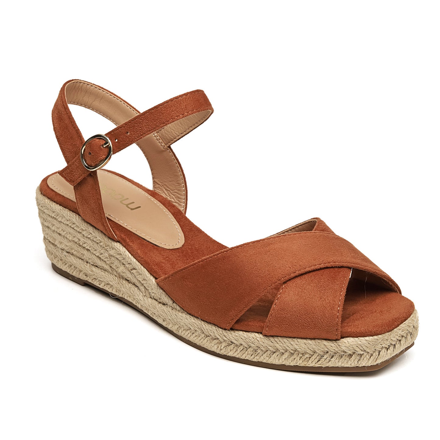 Sandales Espadrilles Compensées en Suédine Camel