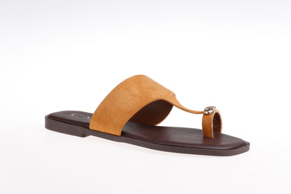 sandales plates femme CRISTAL CAMEL