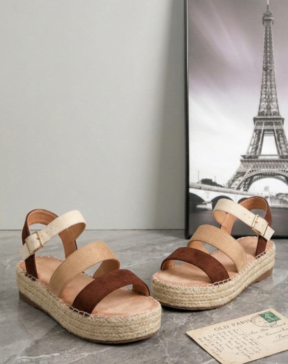 Sandales compensées femme trois couleurs