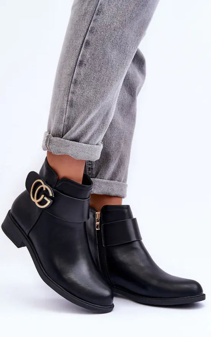 BOTTINES femmes plates MATHILDA NOIRE