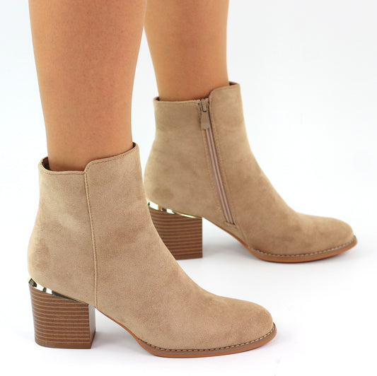 BOTTINES femmes en suédine PERLITA TAUPE