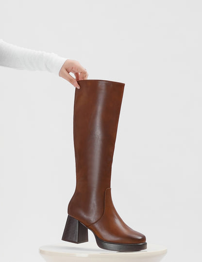 BOTTES femme talon bloc MARRON