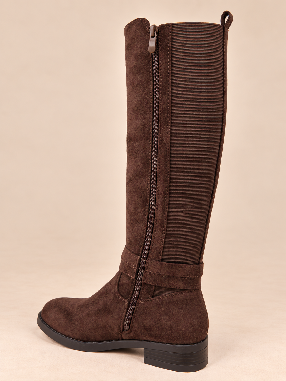 Bottes femme marron chocolat à boucle dorée