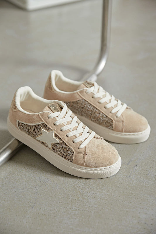 BASKETS femmes plates étoile HARMONY BEIGE