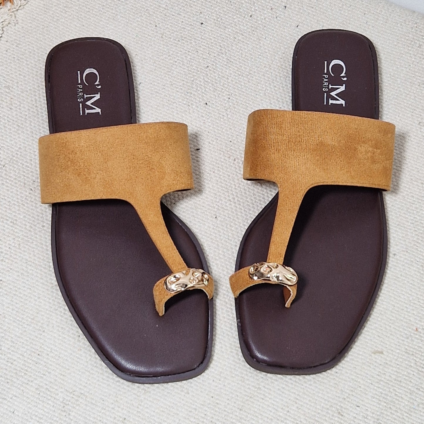 sandales plates femme CRISTAL CAMEL