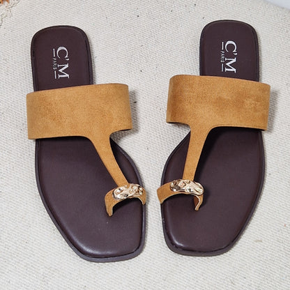 sandales plates femme CRISTAL CAMEL