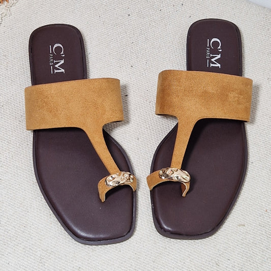 sandales plates femme CRISTAL CAMEL