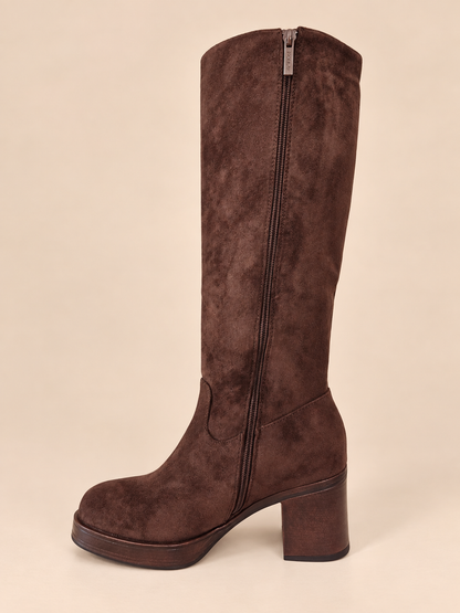 Bottes femme marron choco à talon
