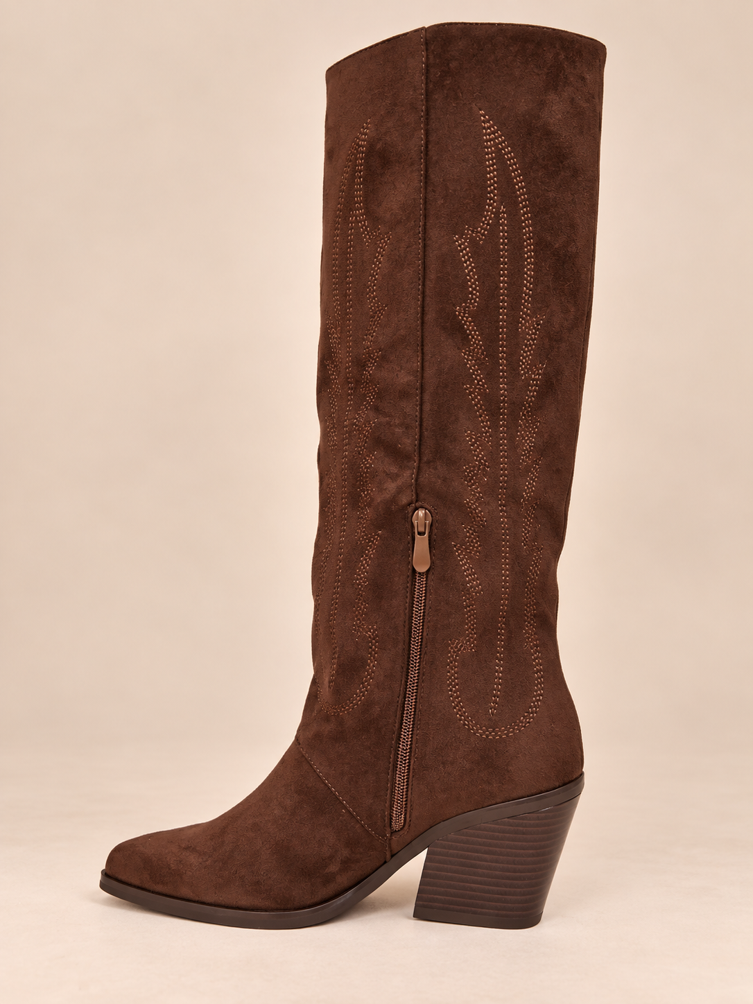 Bottes santiags femme en suédine marron