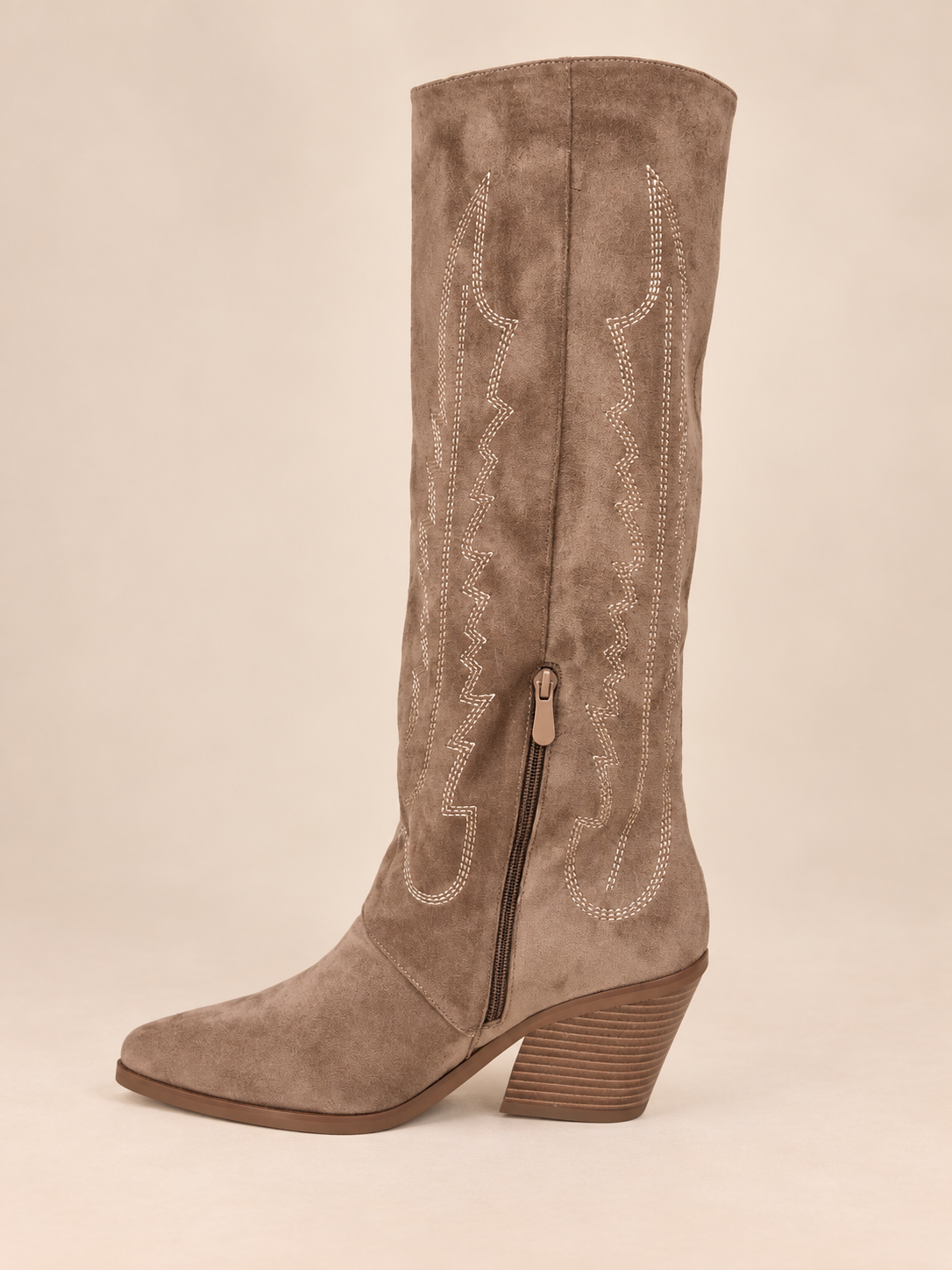 Bottes santiags femme en suédine taupe